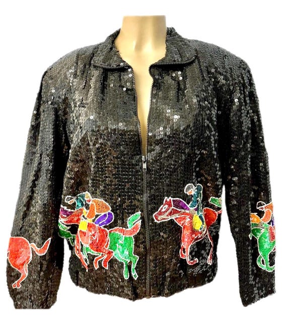 Sequin Bomber Jacket Black Multi - image 1