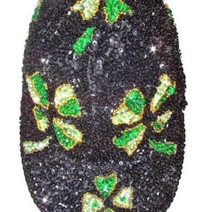 Sequin Baseball Cap, Black Shamrock Design, Sparkle Party Accessory, St Patricks Day Hat