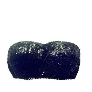 Bustier-bh met lovertjes zwart: verstelbare bandjes glanzende metallic stof