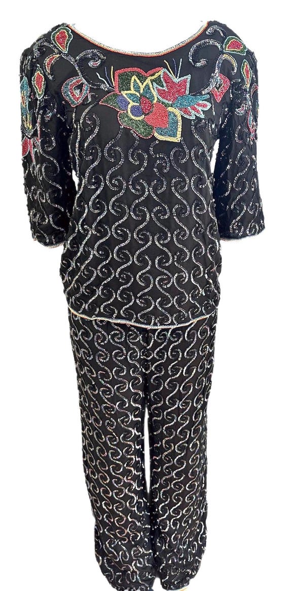 Sequin Top Black Multi with Matching Pants - image 1