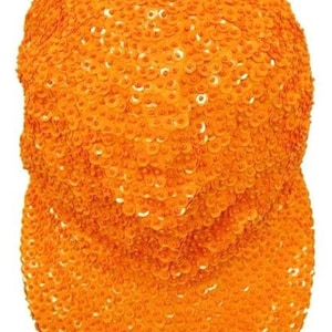 Orange Sequin Baseball Hats, Sparkly Glitter Party Festival Accessory