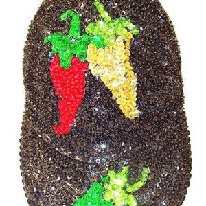 Modieuze, glinsterende pet met pailletten, Flying Chilies feestmuts voor volwassenen (unisex), sprankelend kostuumaccessoire voor festivals en feesten.