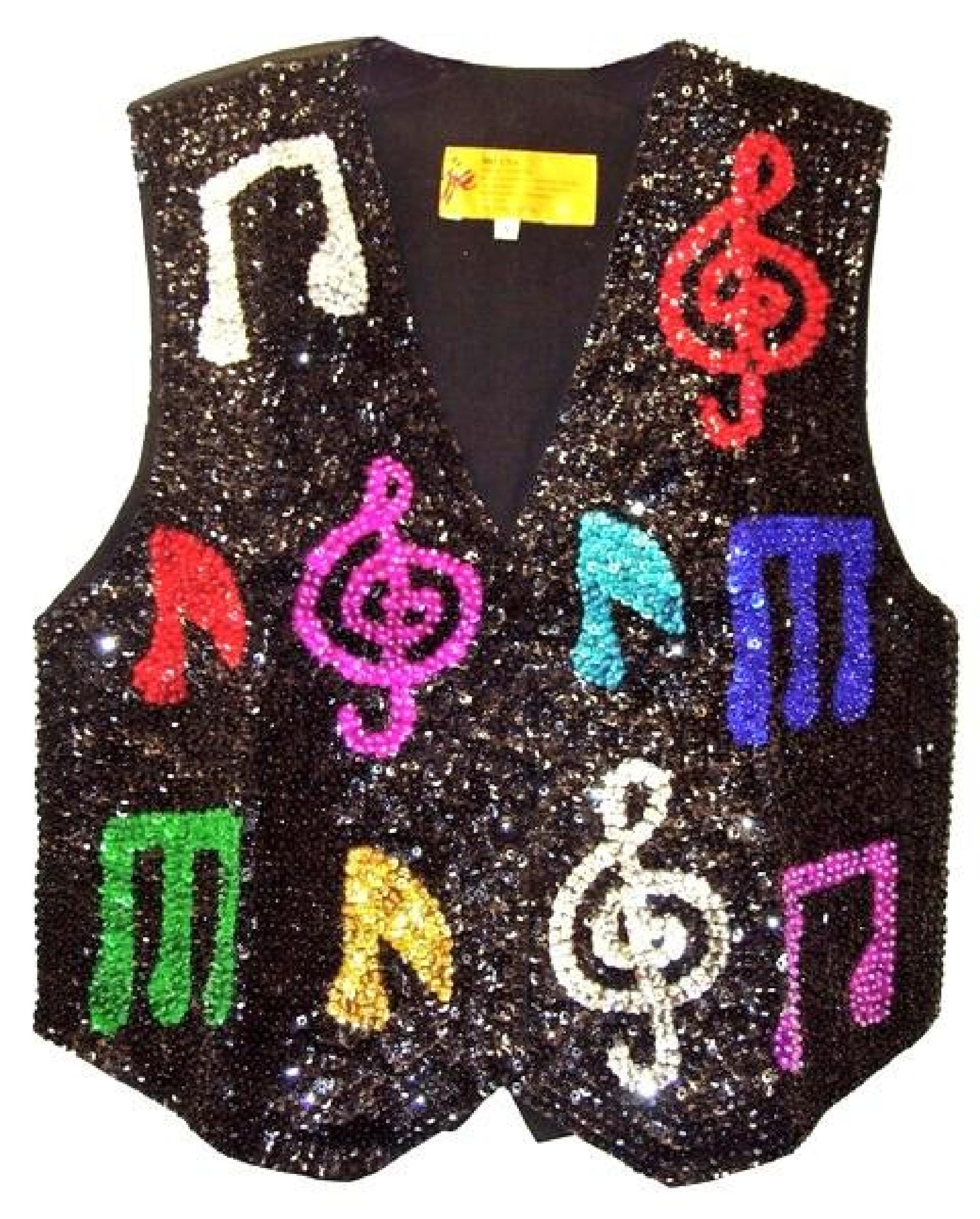 Kids Sequin Vest Music Note Top, Kids Jazz Vest for Dance, Kids Stage Wear, Kids Choir Outfit, (size up to 10 year old kid)