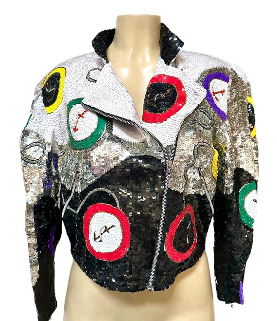 Sequin Bomber Jacket: Anchor Design Multi Color, … - image 2