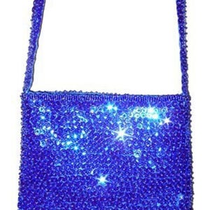 Bolso de lentejuelas rectangular de tira larga azul rey