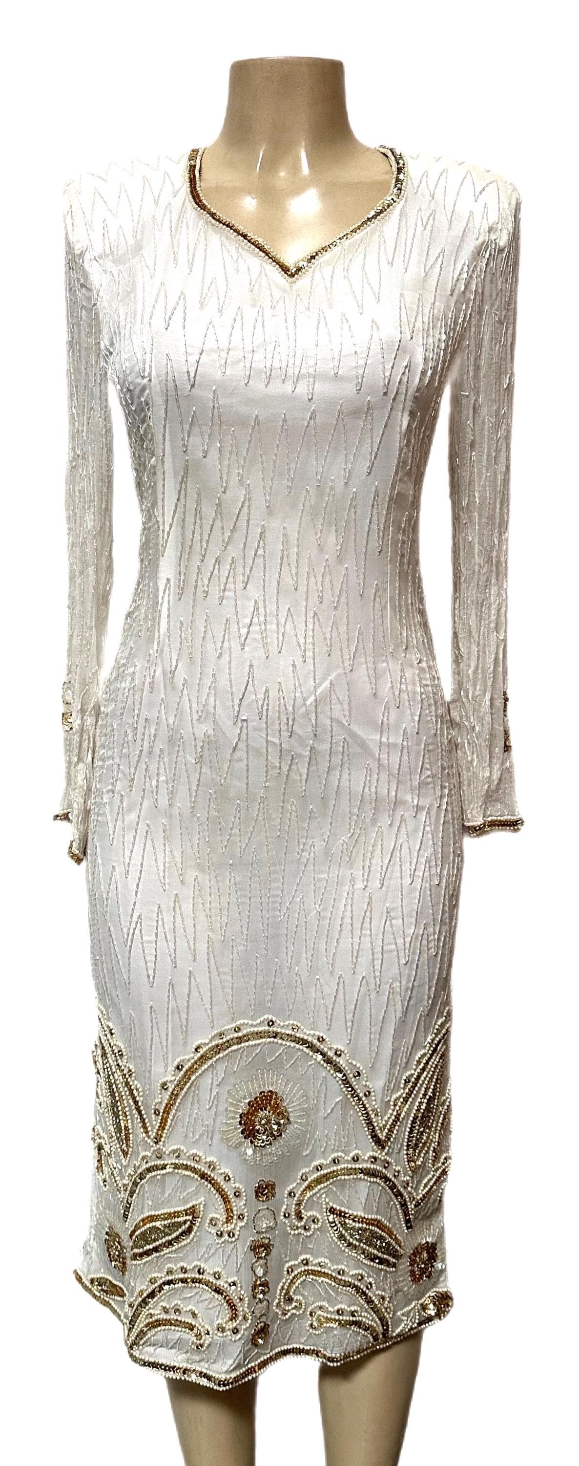 slim fit dress slacks White Maxi Dress with Gold Glitter main image 1