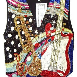 Sequin Beaded Vest: Rock & Roll Adult Unisex, Hand Embellished, Statement Piece