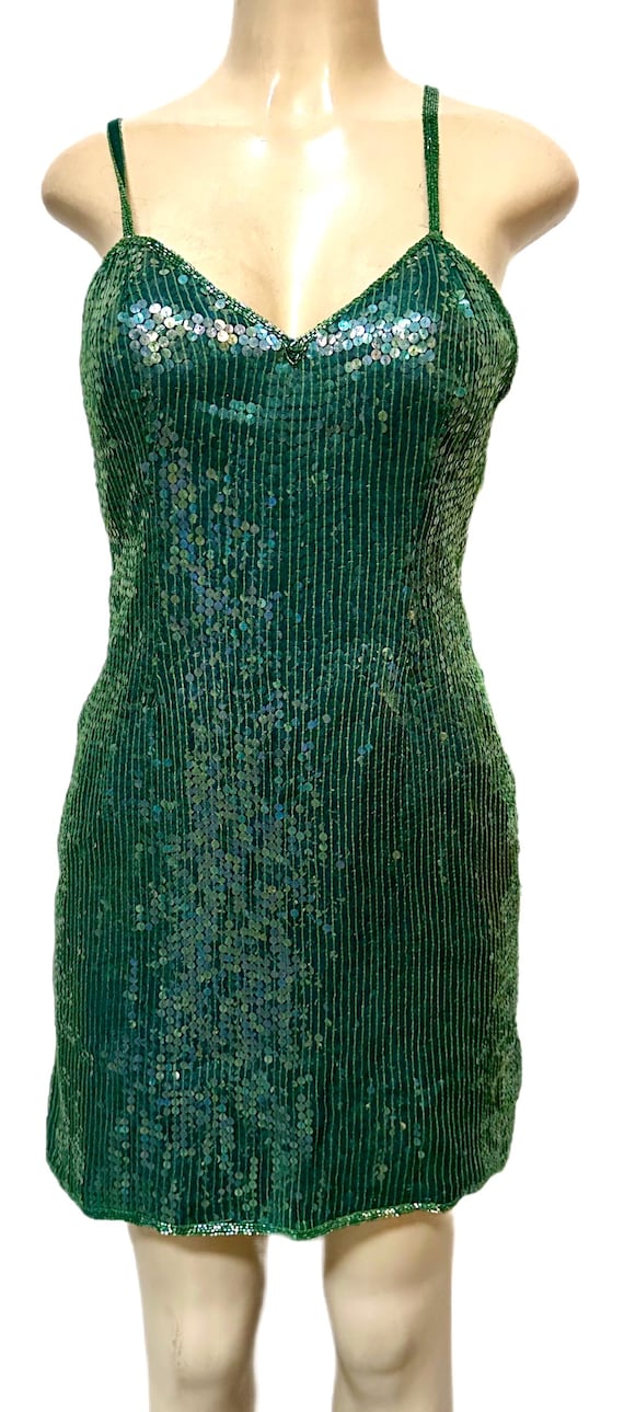 green cocktail dress size 12 Sequin Olive Green Cocktail Dress Size 12