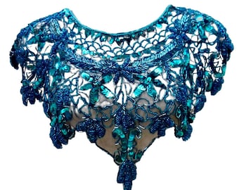 Boho pailletten sjaal, turquoise sjaal, doorschijnende pailletten sjaal voor festivals, blauwe pailletten sjaal, feestelijke sjaal voor de feestdagen, sjaal voor een avondje uit naar de kerk