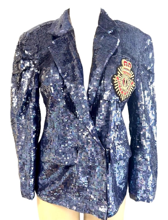 Sequin Blazer Navy Crest - image 1