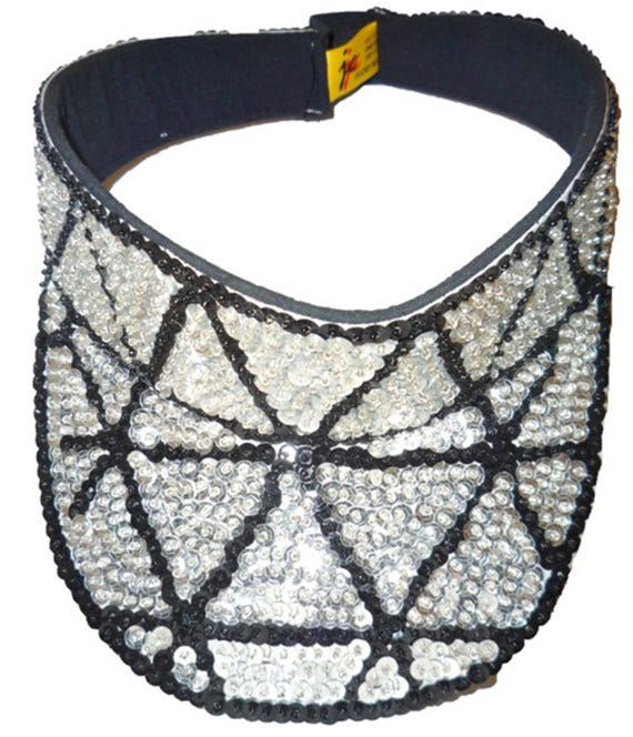 Sequin Sun Visor Silver Triangles - image 1