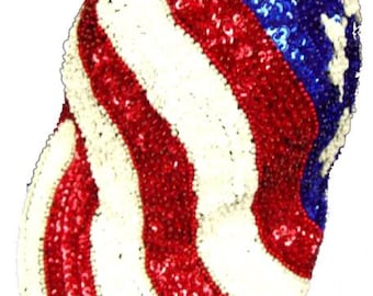 Czapka z cekinami, błyszcząca czapka z daszkiem USA Trucker, czerwono-biało-niebieska czapka patriotyczna, impreza z okazji 4 lipca, falista czapka USA