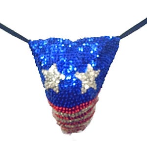 Mens USA Thong Sequined, One Size Patriotic Thong, Fourth of July Lingerie, Festival Rave Outfit, Fun Bachelor Party Gift