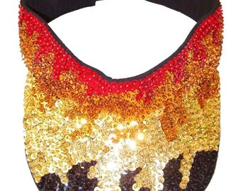 Visera solar con lentejuelas y llamas