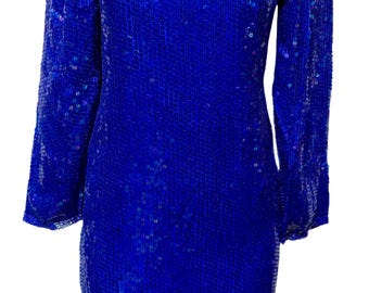 Pailletten Kleid Blau