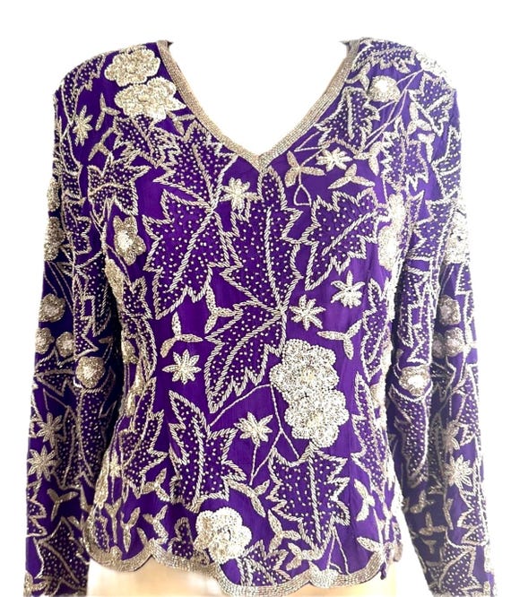 Sequin Top Purple Silver - image 2