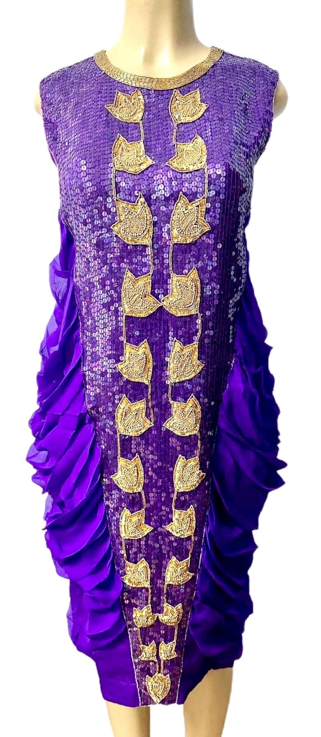 slim fit dress slacks Long Sleeve Purple Sequin Dress ME00326 main image 1