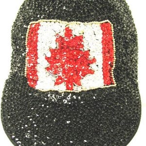 Sequined Fashionable Cap Canada Flag, Maple Leaf Sparkle Baseball Hat, Red White Patriotic, Canada Day Hat