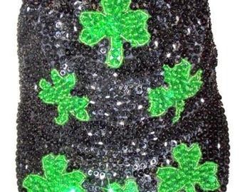 Shamrock Hat Sequin Black Unisex Cap, Green Clover Hat, Adjustable Shamrock, Irish Pride Cap, St Patty's Day Hat, Saint Patricks Wear