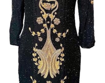 Sequin Black Gold Dress Bodycon, Sparkly Party Mini, Night Out Clubwear, Holiday Cocktail Outfit, Sexy Evening Outfit for Women