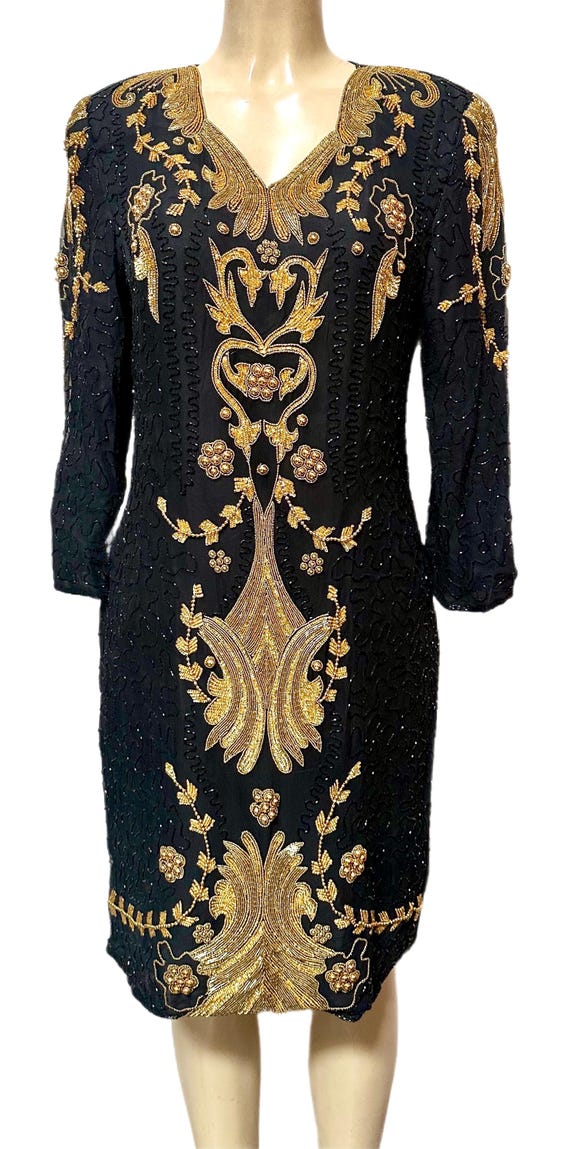 Sequin Dress Black Gold - Etsy Israel Sequin Dress Black Gold - Etsy Israel