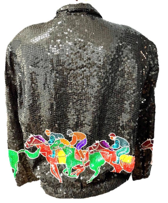 Sequin Bomber Jacket Black Multi - image 2