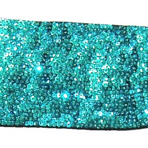 Turquoise Sequin Cummerbund Belt, Adjustable Elastic Waistband, Formal Costume Accessory