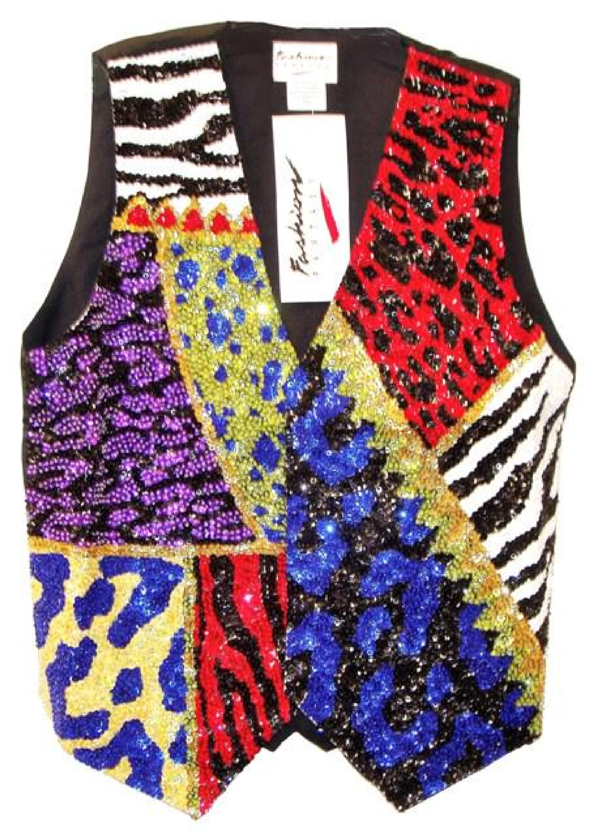 Patchwork Rave Sequin Beaded Vest, Psychedelic Patchwork, Unisex 70s Rave Outfit ...
