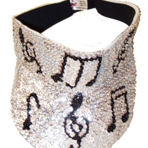 Sequin Sun Visor Silver Music Notes, Handmade Festival Rave Dance Cap