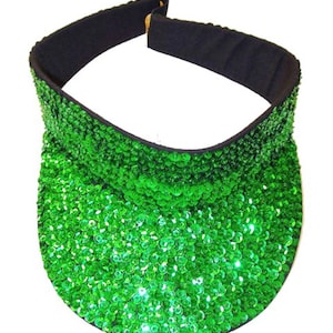 Sequin Sun Visor Emerald Green Adjustable Summer Hat for Women UV Wide Brim