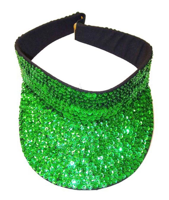 Emerald Sun Visor Green Sequin Visor, Glitter Visor Hat  display picture 3