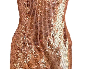 George Gross Label Figure Hugging Bronze Copper Gold Sequin Cocktail Dress  Size 10 Small Bust - Etsy