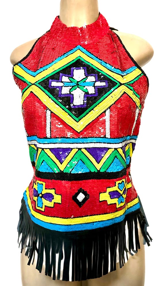 Sequin Top Multi with Fringes - image 1