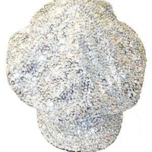 Cappello da newsboy con paillettes Brando argento: berretto regolabile lucido, accessorio leggero per le feste