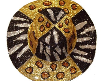 Sequin Cowboy Hat, Tiger Leopard Print, Glitter Western Rodeo Headpiece, Festival Costume Accessory