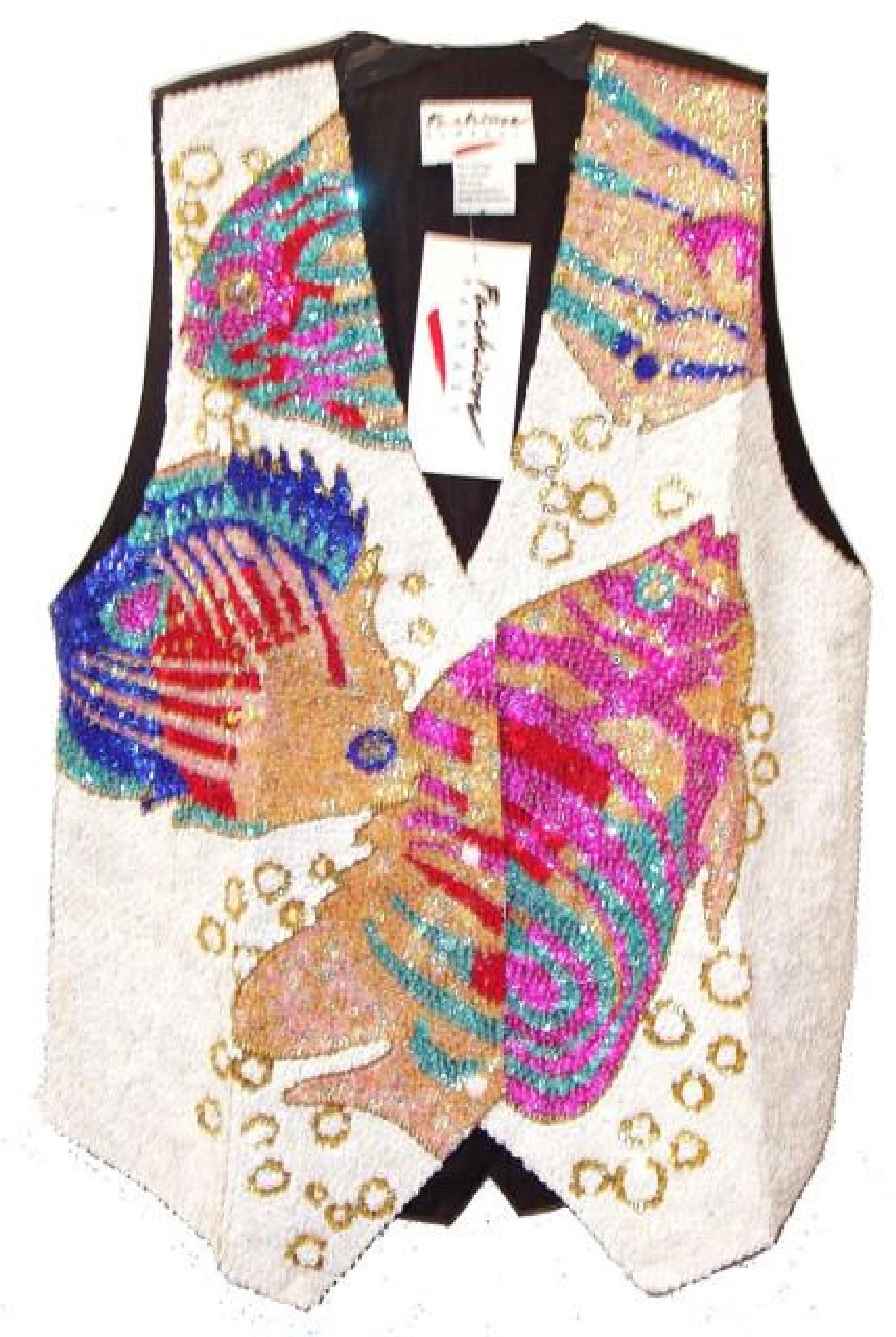 Sequin Beaded Vest Fish Fintastic Adult Unisex Costume Top, Sparkly ...
