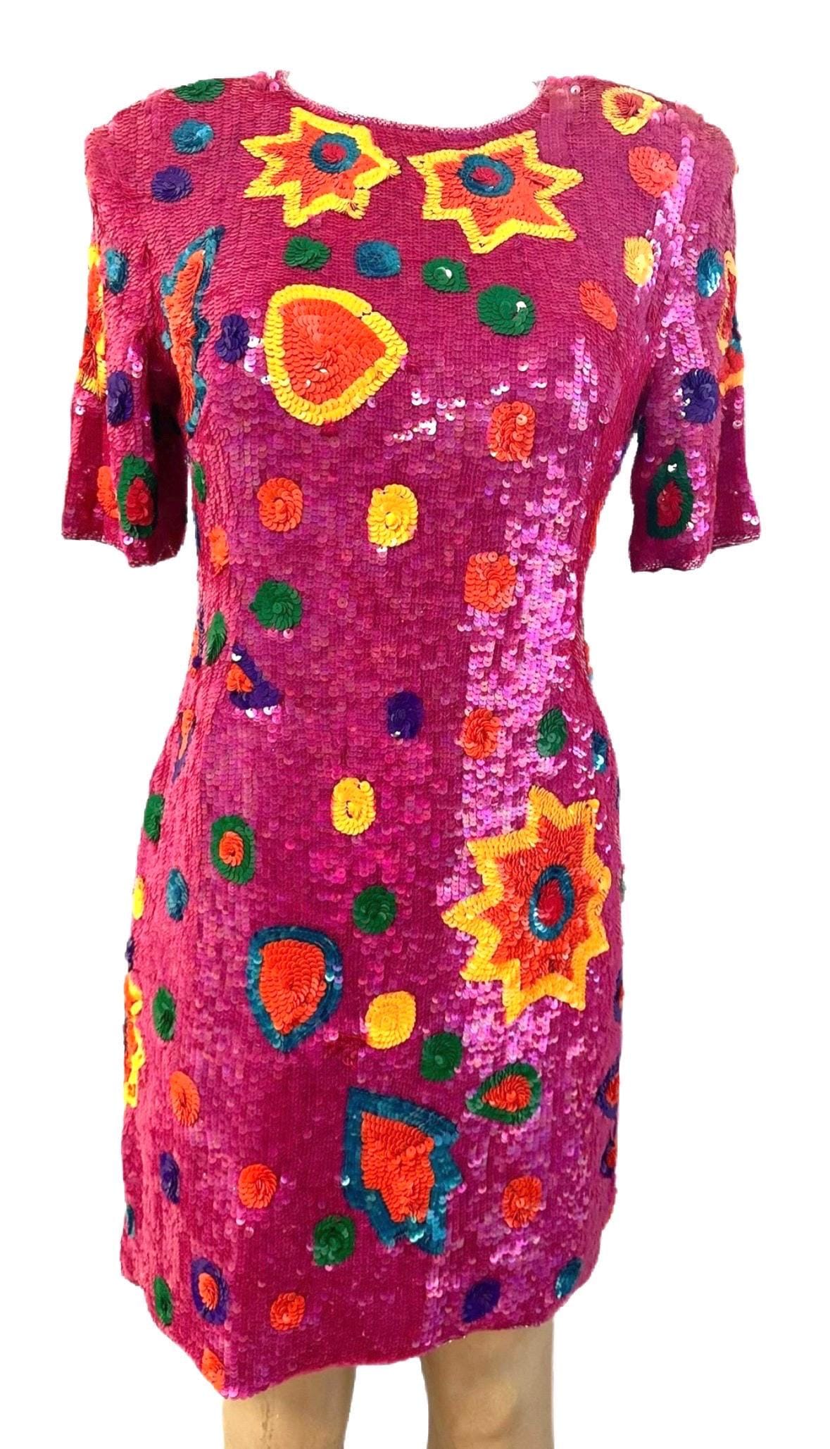 Pink Sequin Midi Dress - Etsy Pink Sequin Midi Dress - Etsy