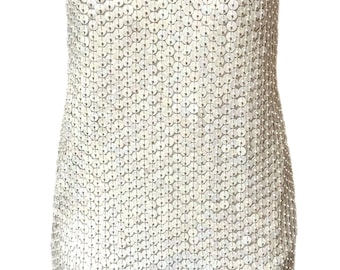 Sequin Dress White Mini, Sparkly Party Outfit, Timeless White Dress for Women, Sexy Clubwear, Holiday New Year’s Eve Night Out Fashion
