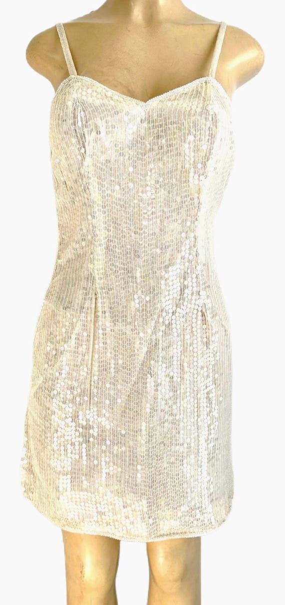 sparkly semi formal dresses Sequin White Cocktail Dress, Party Outfit for Women, Short Evening Style, Elegant Event Fashion wedding tux