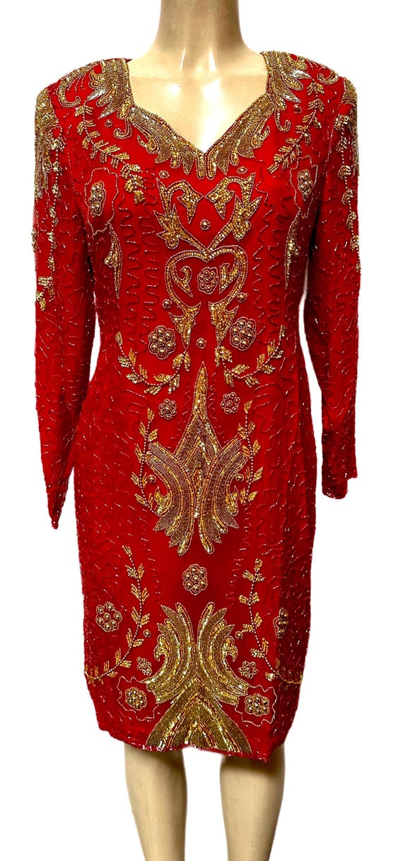 embroidered casual dress Colette Dress Sequin Red – TOVE Studio main image 1