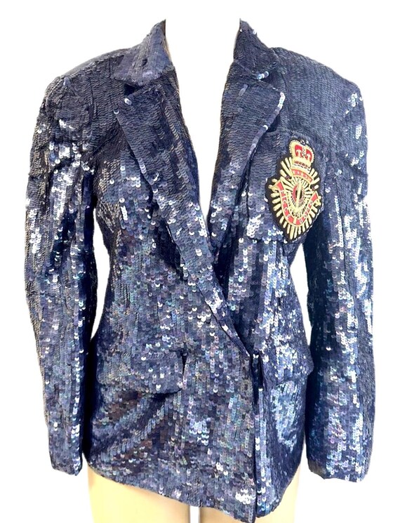 Sequin Blazer Navy Crest - image 2