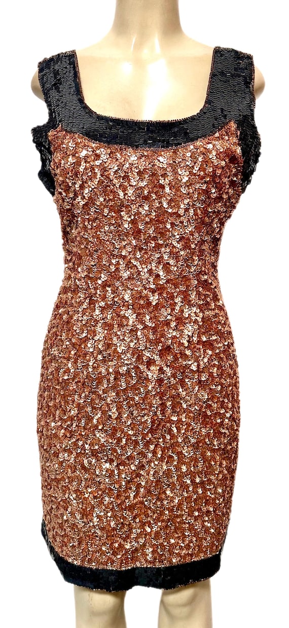 Sequined Dress Copper With Black Trim - Etsy