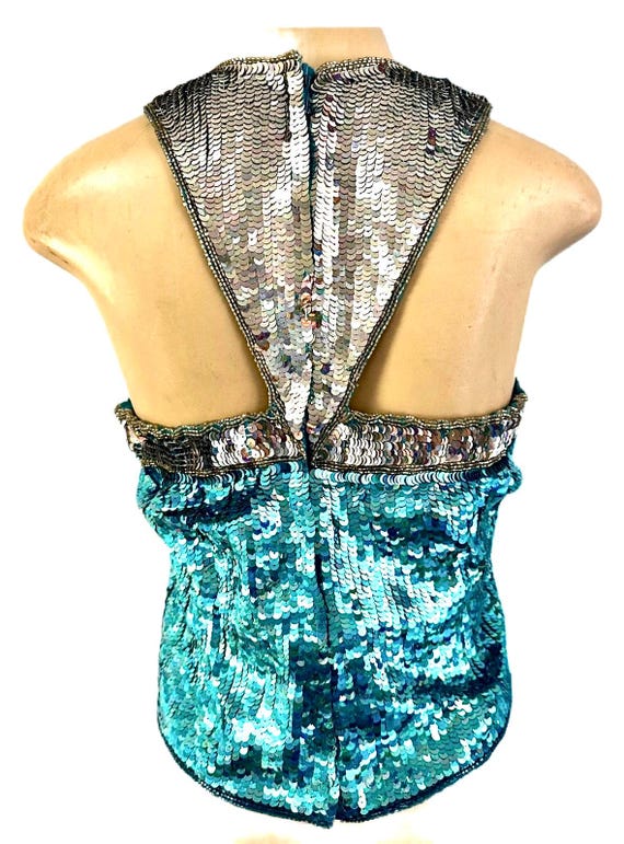 Sequin Top Turquoise Silver - image 2