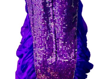 purple and gold sequin dress Cocktail Egyptian Style Fully Lined, Sleeveless, Shimmery Purple Gown, Fitted, Size 6 extended-sizing-dresses