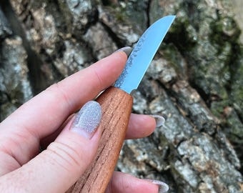 Detail Wood Carving Knife – Hand Forged Precision Whittling Tool with Wooden Handle