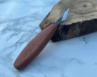 Detail Wood Carving Knife – Hand Forged Precision Whittling Tool with Wooden Handle