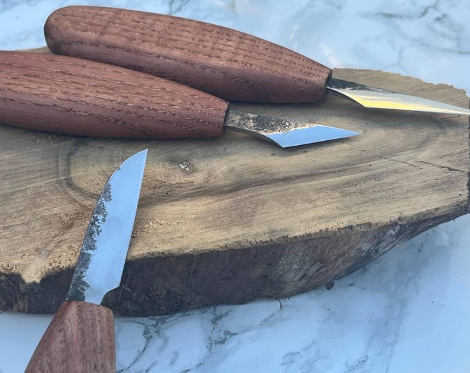 Handcrafted Wood Carving Knife Set: Detail, Hook, & Roughing Knives