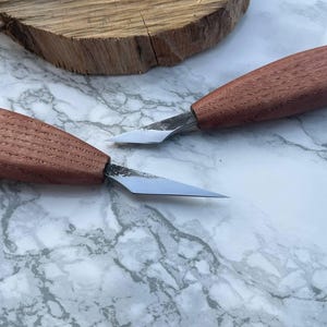 Handcrafted Wood Carving Knife Set: Detail & Straight Blades