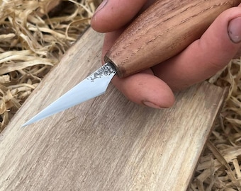 Detail Wood Carving Knife – Hand Forged Precision Whittling Tool with Wooden Handle