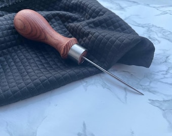 Handcrafted Leatherworking Awl with Wooden Handle | Sharp Scratch Awl for Leather
